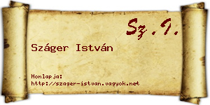 Száger István névjegykártya